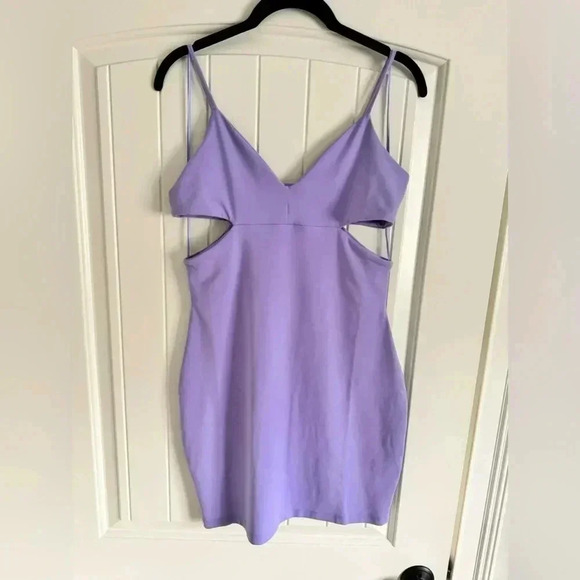 NWT Susana Monaco Cutout Side String Thin Strap Mini Dress Provence Purple, L - Picture 5 of 12